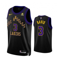 Men's Los Angeles Lakers #3 Anthony Davis Black 2023-24 City Edition Stitched Basketball Jersey