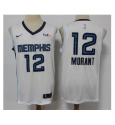 Men's Memphis Grizzlies #12 Ja Morant 2021 White Swingman Stitched Basketball Jersey