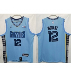 Men's Memphis Grizzlies #12 Ja Morant Blue Stitched Jersey