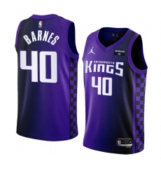 Men's Sacramento Kings #40 Harrison Barnes Purple 2023-24 Statement Edition Swingman Stitched Jersey