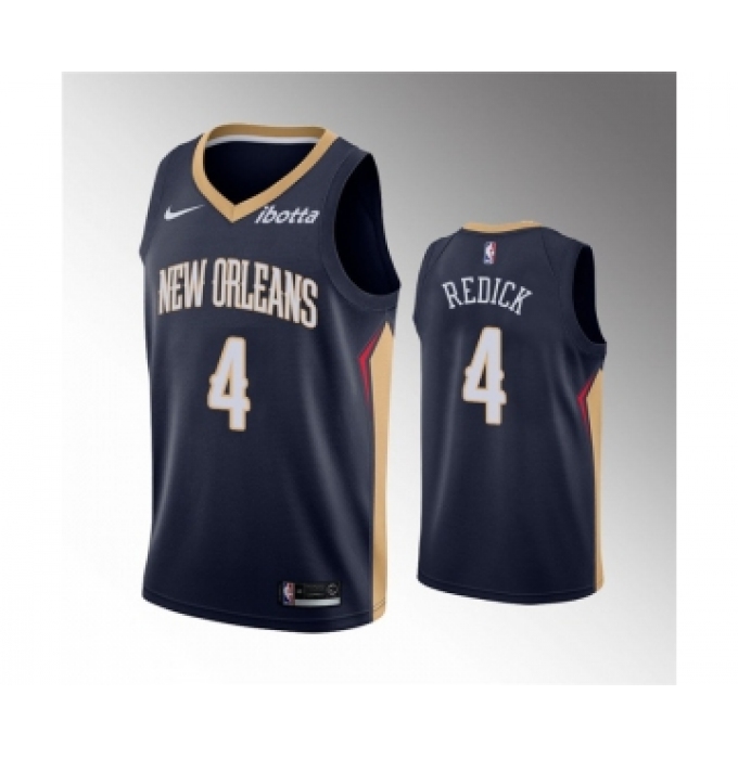 Men's New Orleans Pelicans #4 J.J. Redick Navy Icon Edition Stitched Jersey