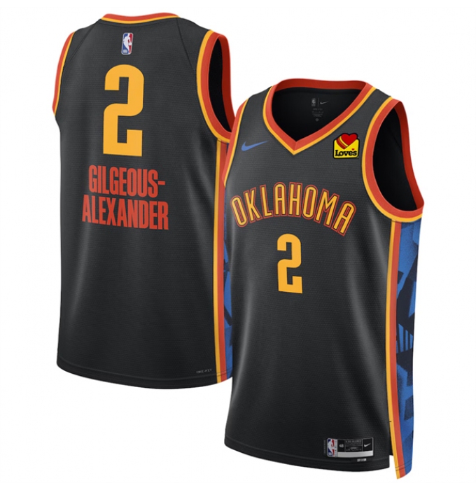 Men's Oklahoma City Thunder #2 Shai Gilgeous-Alexander Black 2024-25 City Edition Stitched Basketball Jersey