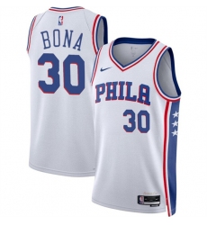 Men's Philadelphia 76ers #30 Adam Bona White 2024 Draft Association Edition Basketball Stitched Jersey