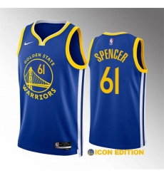 Men's Golden State Warriors #61 Pat Spencer Blue Icon Edition Stitched Basketball Jersey