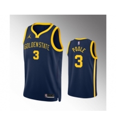 Men's Golden State Warriors #3 Jordan Poole Navy Statement EditionStitched Jersey