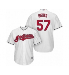 Youth Cleveland Indians #57 Shane Bieber Authentic White Home Cool Base Baseball Jersey