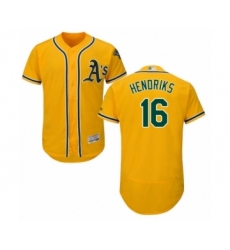 Men's Oakland Athletics #16 Liam Hendriks Gold Alternate Flex Base Authentic Collection Baseball Jersey