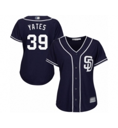 Women's San Diego Padres #39 Kirby Yates Authentic Navy Blue Alternate 1 Cool Base Baseball Jersey