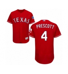 Men's Texas Rangers #4 Dak Prescott Red Alternate Flex Base Authentic Collection Baseball Jersey