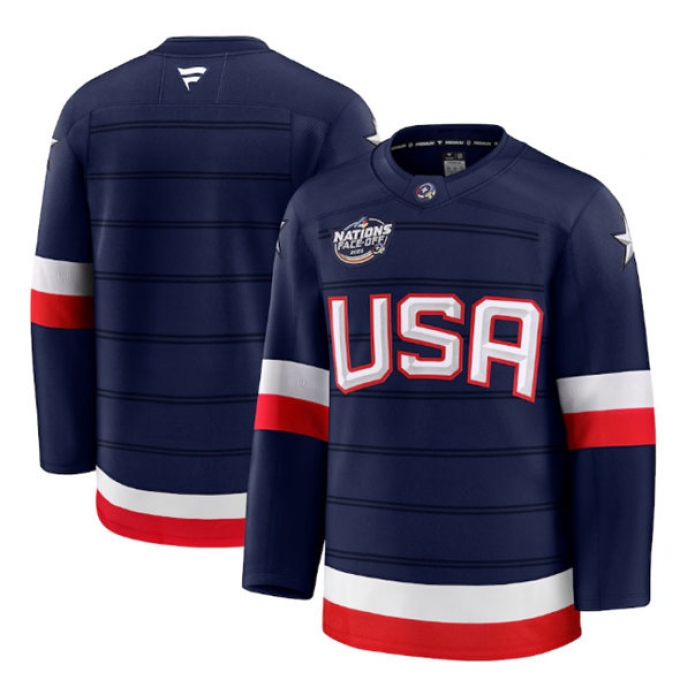 Men's USA Blank Navy 2025 4 Nations Face-Off Stitched Jersey