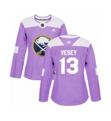 Women's Buffalo Sabres #13 Jimmy Vesey Authentic Purple Fights Cancer Practice Hockey Jersey
