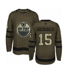 Men's Edmonton Oilers #15 Josh Archibald Authentic Green Salute to Service Hockey Jersey