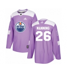 Men's Edmonton Oilers #26 Brandon Manning Authentic Purple Fights Cancer Practice Hockey Jersey