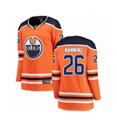 Women's Edmonton Oilers #26 Brandon Manning Authentic Orange Home Fanatics Branded Breakaway Hockey Jersey