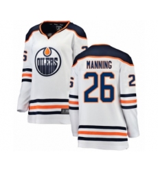 Women's Edmonton Oilers #26 Brandon Manning Authentic White Away Fanatics Branded Breakaway Hockey Jersey