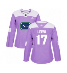 Women's Vancouver Canucks #17 Josh Leivo Authentic Purple Fights Cancer Practice Hockey Jersey