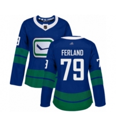 Women's Vancouver Canucks #79 Michael Ferland Authentic Royal Blue Alternate Hockey Jersey