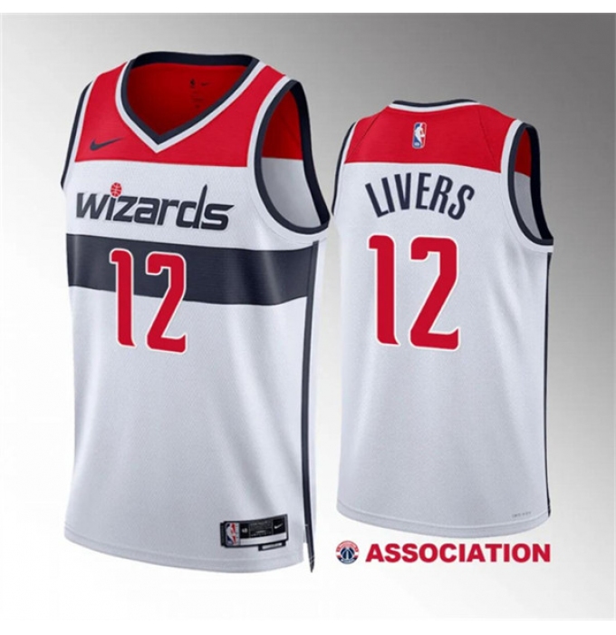 Men's Washington Wizards #12 Isaiah Livers White Association Edition Stitched Basketball Jersey