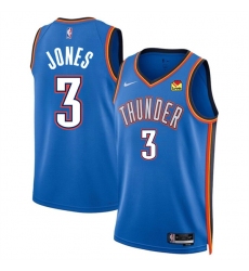 Men's Oklahoma City Thunder #3 Dillon Jones Blue 2024 Draft Icon Edition Stitched Basketball Jersey