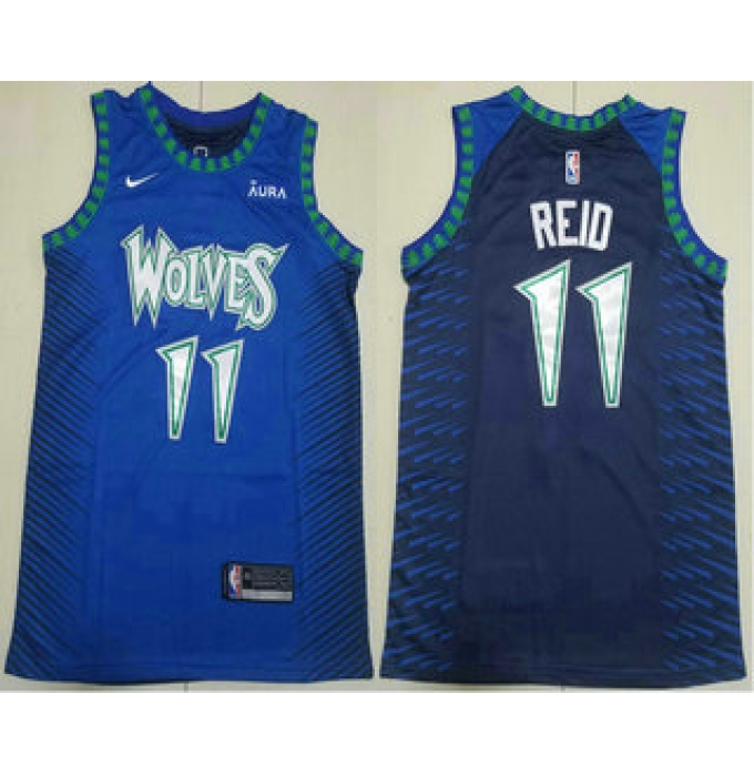 Men's Minnesota Timberwolves #11 Naz Reid Blue Black City Edition Swingman Stitched Jersey
