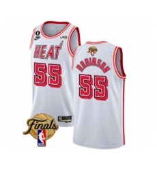 Men's Miami Heat #55 Duncan Robinson White 2023 Finals Classic Edition With NO.6 Stitched Basketball Jersey