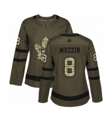 Women's Toronto Maple Leafs #8 Jake Muzzin Authentic Green Salute to Service Hockey Jersey
