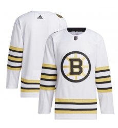 Men's Boston Bruins Blank White 100th Anniversary Primegreen Stitched Jersey