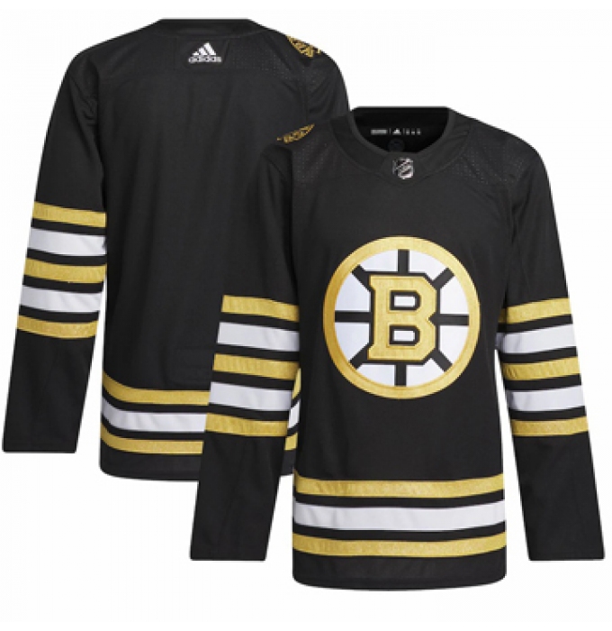 Men's Boston Bruins Blank adidas Black 100th Anniversary Primegreen Authentic Jersey