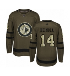 Youth Winnipeg Jets #14 Ville Heinola Authentic Green Salute to Service Hockey Jersey