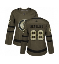Women's Winnipeg Jets #88 Nathan Beaulieu Authentic Green Salute to Service Hockey Jersey