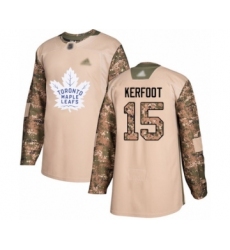 Youth Toronto Maple Leafs #15 Alexander Kerfoot Authentic Camo Veterans Day Practice Hockey Jersey