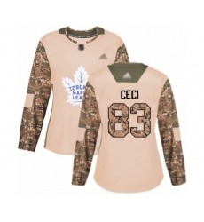 Women's Toronto Maple Leafs #83 Cody Ceci Authentic Camo Veterans Day Practice Hockey Jersey