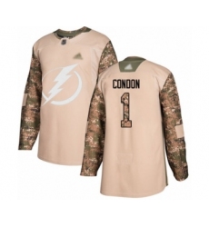 Youth Tampa Bay Lightning #1 Mike Condon Authentic Camo Veterans Day Practice Hockey Jersey