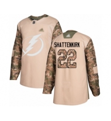 Youth Tampa Bay Lightning #22 Kevin Shattenkirk Authentic Camo Veterans Day Practice Hockey Jersey
