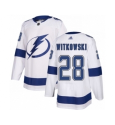 Men's Tampa Bay Lightning #28 Luke Witkowski Authentic White Away Hockey Jersey