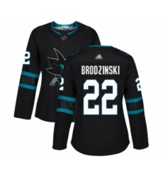Women's San Jose Sharks #22 Jonny Brodzinski Authentic Black Alternate Hockey Jersey