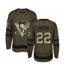 Men's Pittsburgh Penguins #22 Samuel Poulin Authentic Green Salute to Service Hockey Jersey