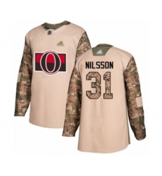 Youth Ottawa Senators #31 Anders Nilsson Authentic Camo Veterans Day Practice Hockey Jersey