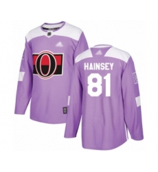 Youth Ottawa Senators #81 Ron Hainsey Authentic Purple Fights Cancer Practice Hockey Jersey
