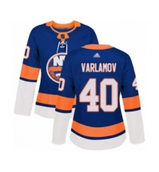 Women's New York Islanders #40 Semyon Varlamov Authentic Royal Blue Home Hockey Jersey