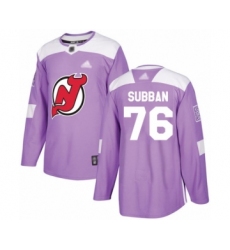 Men's New Jersey Devils #76 P. K. Subban Authentic Purple Fights Cancer Practice Hockey Jersey