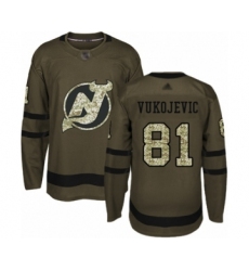 Youth New Jersey Devils #81 Michael Vukojevic Authentic Green Salute to Service Hockey Jersey