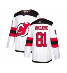 Youth New Jersey Devils #81 Michael Vukojevic Authentic White Away Hockey Jersey
