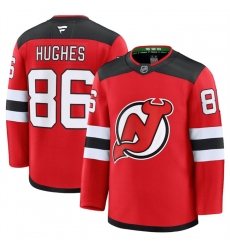 Men's New Jersey Devils #86 Jack Hughes Red 2024-25 Home Stitched Hockey Jersey