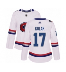 Women's Montreal Canadiens #17 Brett Kulak Authentic White 2017 100 Classic Hockey Jersey