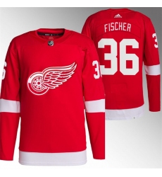 Men's Detroit Red Wings #36 Christian Fischer Red Stitched Jersey