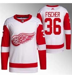 Men's Detroit Red Wings #36 Christian Fischer White Stitched Jersey