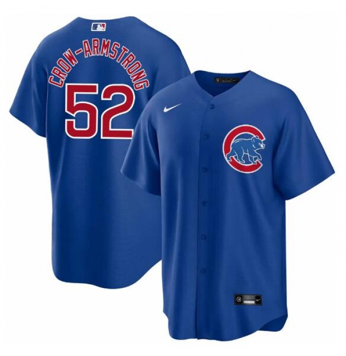 Men's Chicago Cubs #52 Pete Crow-Armstrong Blue 2024 Cool Base Stitched Baseball Jersey