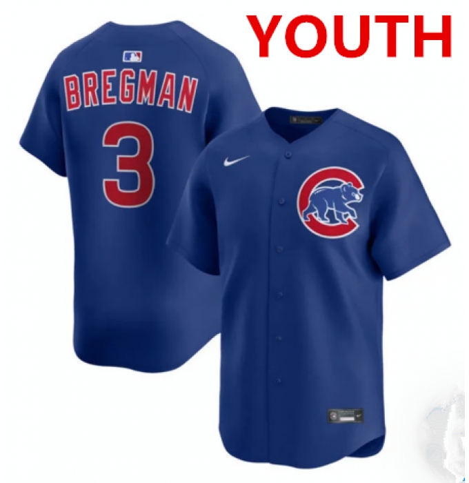 Youth Chicago Cubs #3 Alex Bregman nike Royal alternate limited jersey