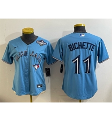 Women's Toronto Blue Jays #11 Bo Bichette Blue 2025 World Series Cool Base Stitched Baseball Jersey(Run Small)
